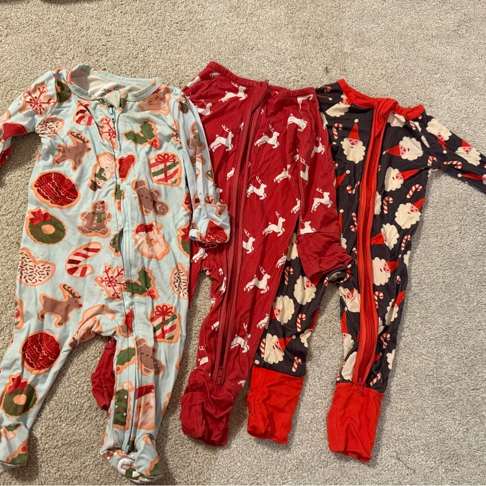 Festive Christmas Newborn Pajamas - Red, Black, Light blue